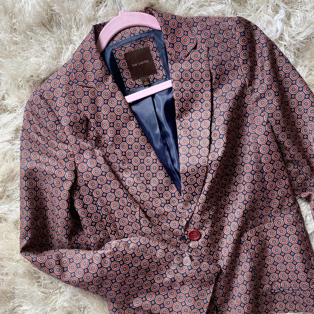 Limited Silk Foulard Blazer Red Blue Size S